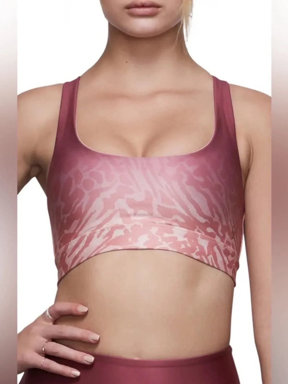 Good American Pink Ombre Animal-Print Sports Bra & Legging Matching Set